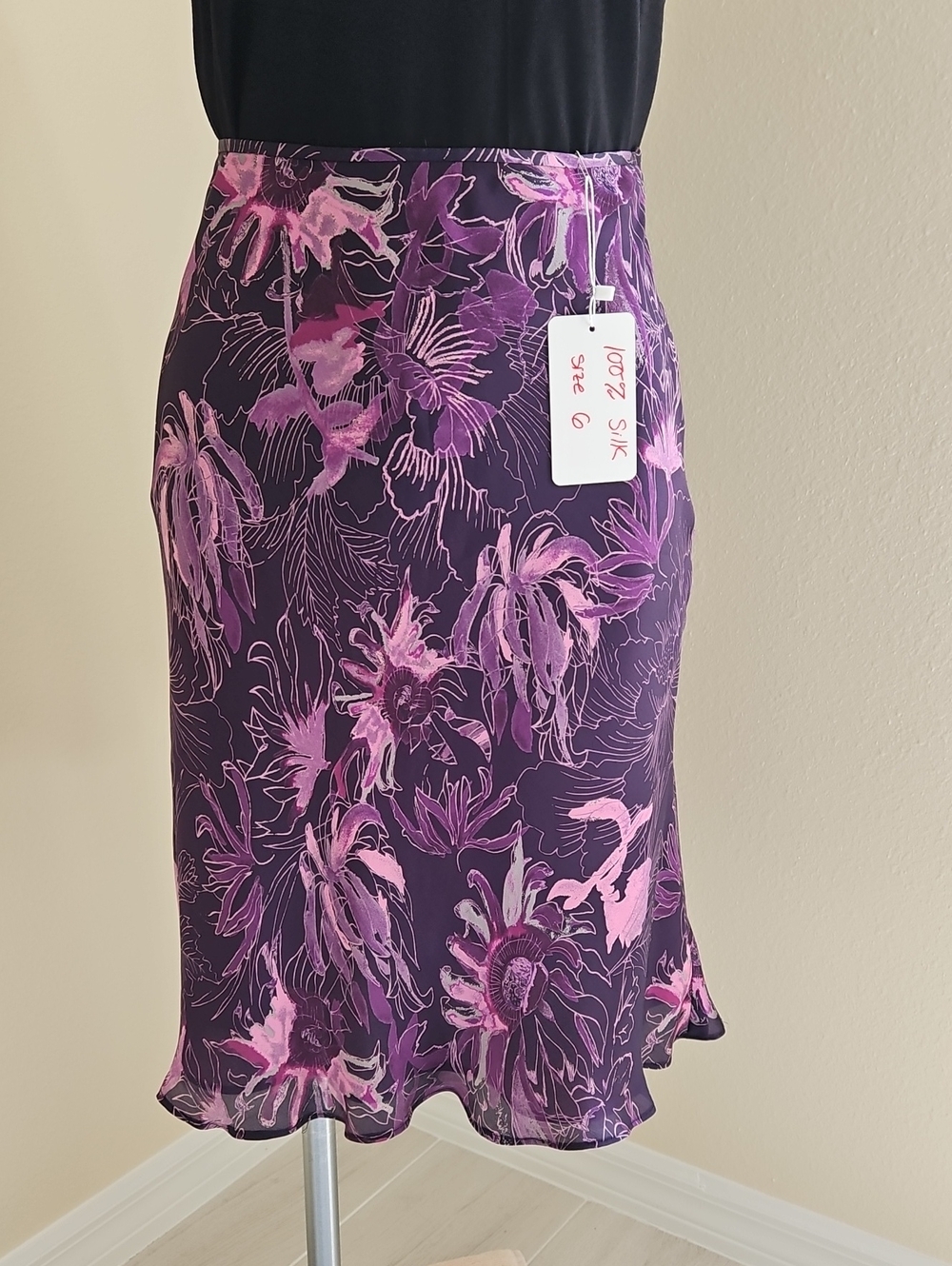 Ann Taylor Purple Pink Floral Silk Skirt